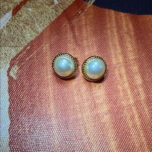 Monet Elegant Gold and Pearl Stud Earrings